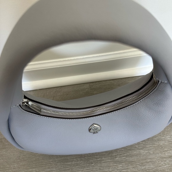 Kate Spade Kayla Crescent Leather Shoulder Bag | Mountain Grey - Picture 4 of 15